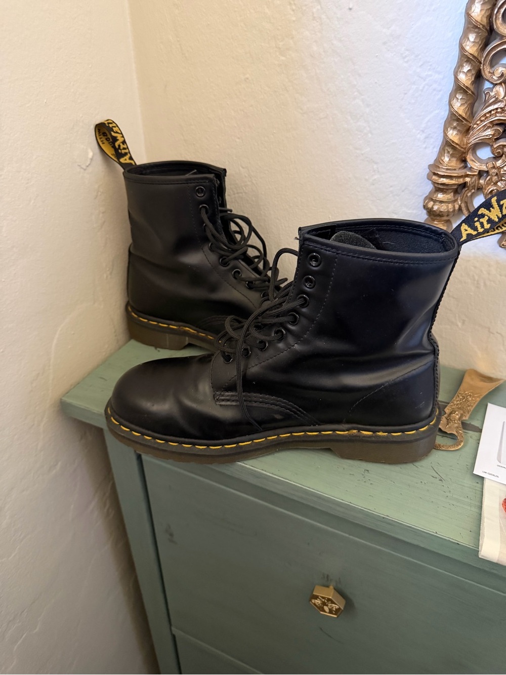 Dr. Martens 8 eye lace up leather combat boots - Picture 2 of 5